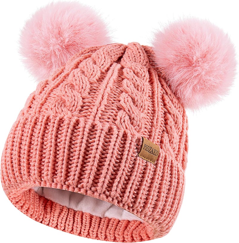 PIOZAED Women's Winter Hat Soft Knit Beanie with Faux Fur Pom Hat with Warm Fleece Lining Skull Cap for Women - Image 1